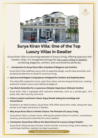 Surya Kiran Villa One of the Top Luxury Villas in Gwalior