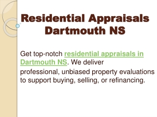 Residential Appraisals Dartmouth NS