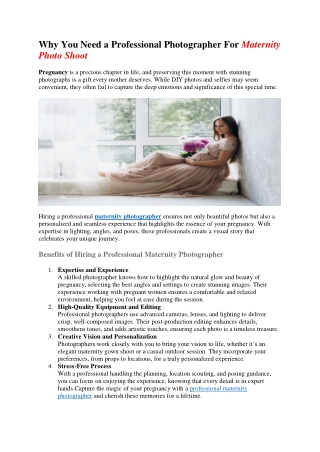 Why You Need a Professional Photographer For Maternity Photo Shoot