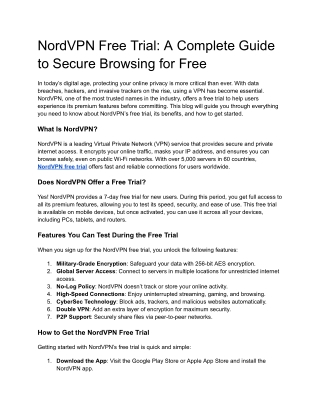 NordVPN Free Trial: A Complete Guide to Secure Browsing for Free