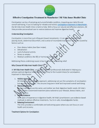 Effective Constipation Treatment in Manchester