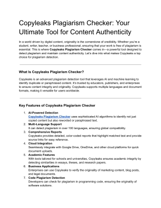 Copyleaks Plagiarism Checker: Your Ultimate Tool for Content Authenticity