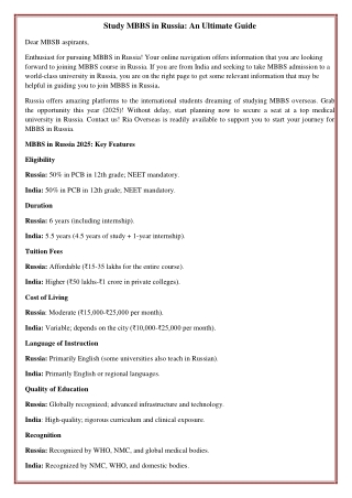 Study MBBS in Russia: An Ultimate Guide