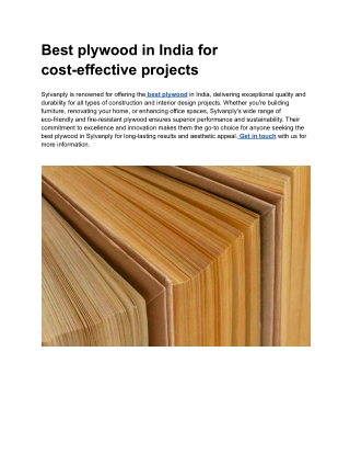 Best plywood in India for cost-effective projects