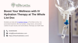 Boost Your Wellness with IV Hydration Therapy at The Whole List Doc