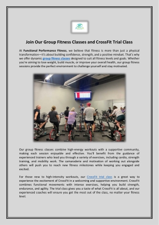 Join Our Group Fitness Classes and CrossFit Trial Class