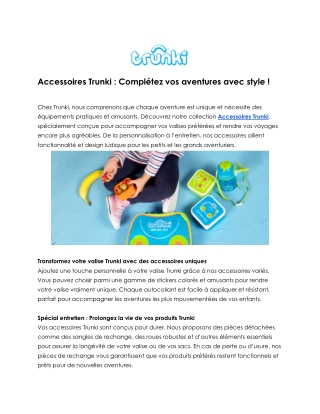 Accessoires Trunki pour des Voyages Colorés