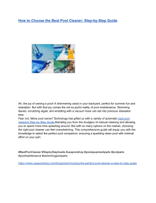 How to Choose the Best Pool Cleaner_ Step-by-Step Guide