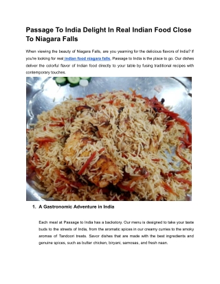 Passage To India Delight In Real Indian Food Close To Niagara Falls