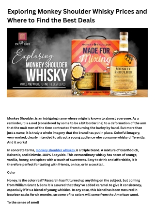 Exploring Monkey Shoulder Whisky Prices and Where to Find the Best Deals