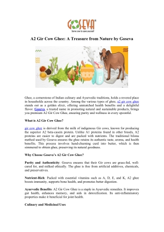 Buy A2 Gir Cow Ghee to Enhance Your Dishes Naturally