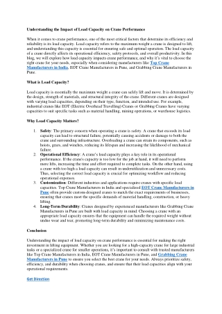 Understanding the Impact of Load Capacity on Crane Performance