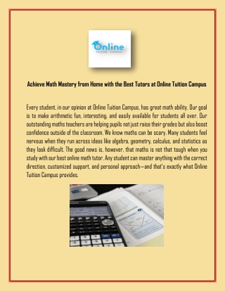 Achieve Math Mastery from Home with the Best Tutors at Online Tuition Campus