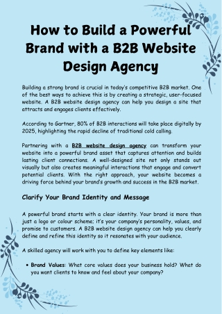 How to Build a Powerful Brand with a B2B Website Design Agency