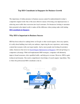 Boost Your Business Growth with Top SEO Consultants in Singapore