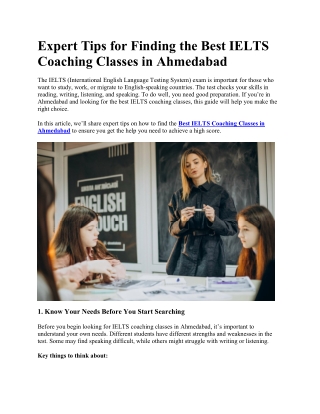 Best IELTS Coaching Classes in Ahmedabad