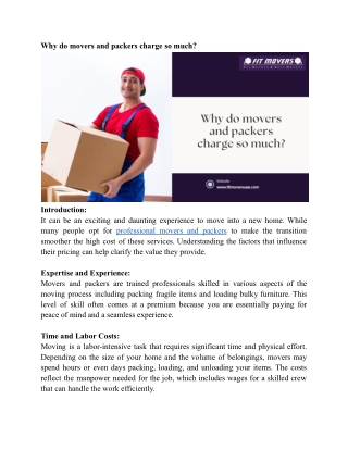 Why do movers and packers charge so much_Fit Movers