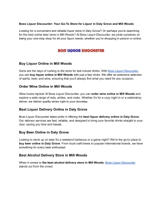 Boss Liquor Discounter: Best Liquor Store & Delivery in Daly Grove & Mill Woods