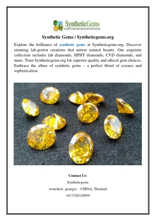 Synthetic Gems | Syntheticgems.org