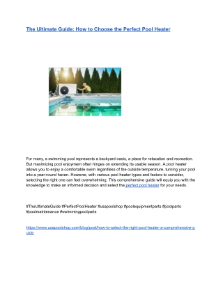 The Ultimate Guide_ How to Choose the Perfect Pool Heater