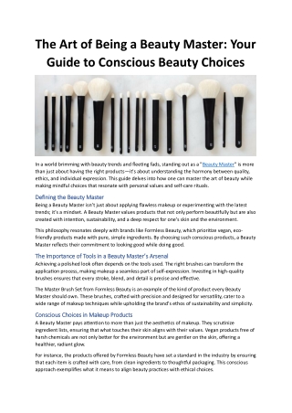 The Art of Being a Beauty Master: Your Guide to Conscious Beauty Choices