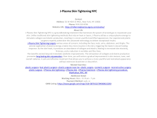J-Plasma Skin Tightening NYC
