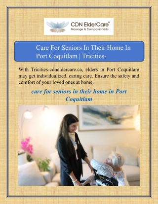 Care For Seniors In Their Home In Port Coquitlam | Tricities-cdneldercare.ca