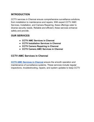 CCTV AMC Services in Chennai