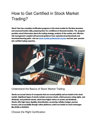 How to Get Certified in Stock Market Trading - Google Docs