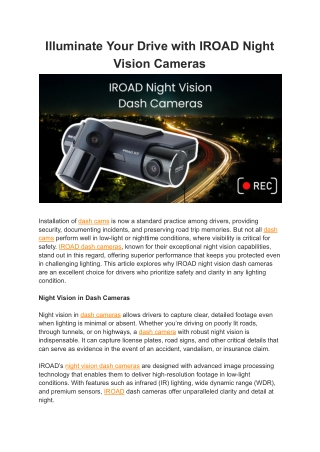 Illuminate Your Drive with IROAD Night Vision Cameras