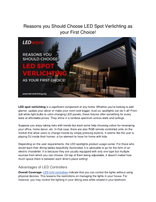 Reasons you Should Choose LED Spot Verlichting as your First Choice!