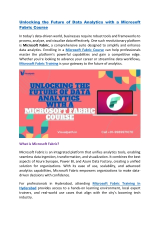 Microsoft Fabric Course|  Microsoft Azure Fabric Training