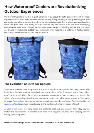 How Waterproof Coolers are Revolutionizing Outdoor Experiences