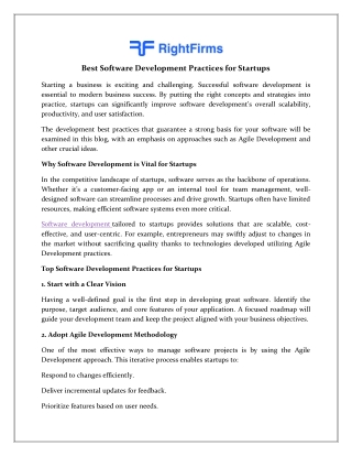 Best Software Development Practices for Startup Success A Complete Guide