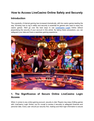 How to Access LiveCasino Login Online Safely and Securely