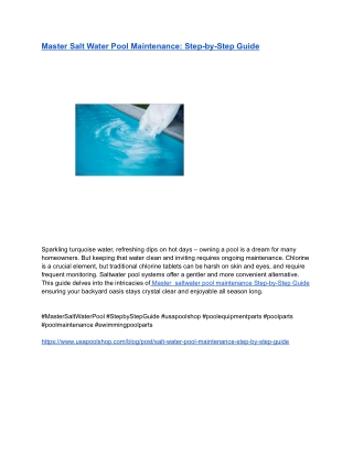 Master Salt Water Pool Maintenance_ Step-by-Step Guide