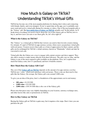 How Much Is Galaxy on TikTok? Understanding TikTok’s Virtual Gifts