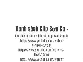 Danh sách clip Sơn Ca