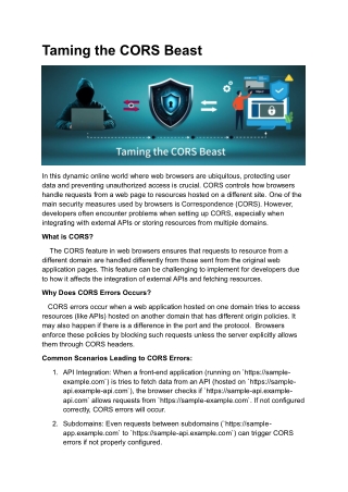 Taming the CORS Beast