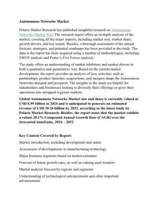 Autonomous Networks Market Size Worth $30.26 Billion by 2032 | CAGR: 20.1%