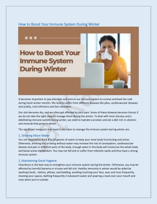 How to Boost Your Immune System During Winter