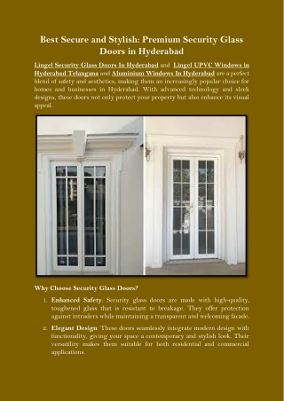 Best Secure and Stylish Premium Security Glass Doors in Hyderabad