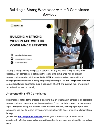 Building a Strong Workplace with HR Compliance