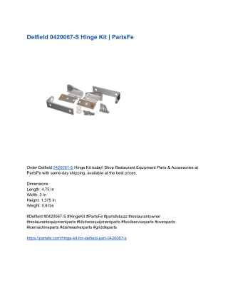 Delfield 0420067-S Hinge Kit _ PartsFe