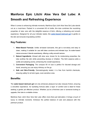 Manforce Epic Litchi Aloe Vera Gel Lube_ A Smooth and Refreshing Experience