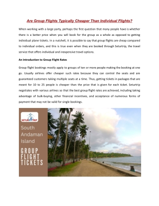 Are Group Flights Typically Cheaper Than Individual Flights