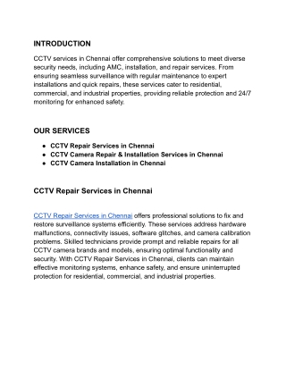 CCTV Camera Installation in Chennai