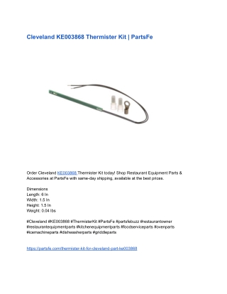 Cleveland KE003868 Thermister Kit _ PartsFe