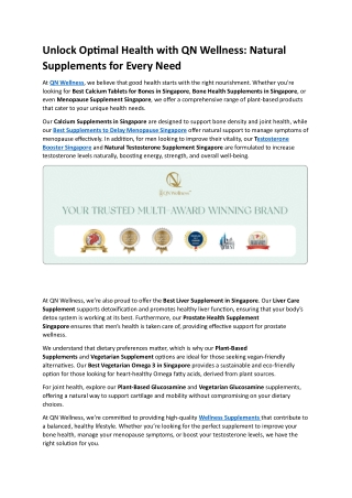 Unlock Optimal Health with QN Wellness