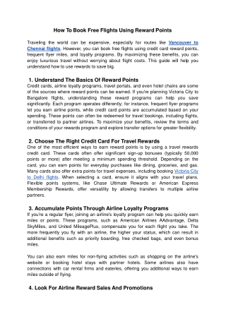 How To Book Free Flights Using Reward Points